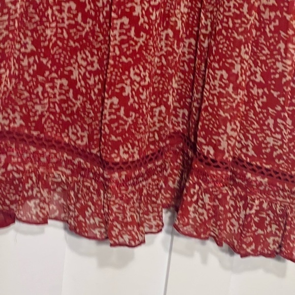 Anthropologie Floreat Red Amber Ruffle Lace Dress Sz 6 - Picture 7 of 11